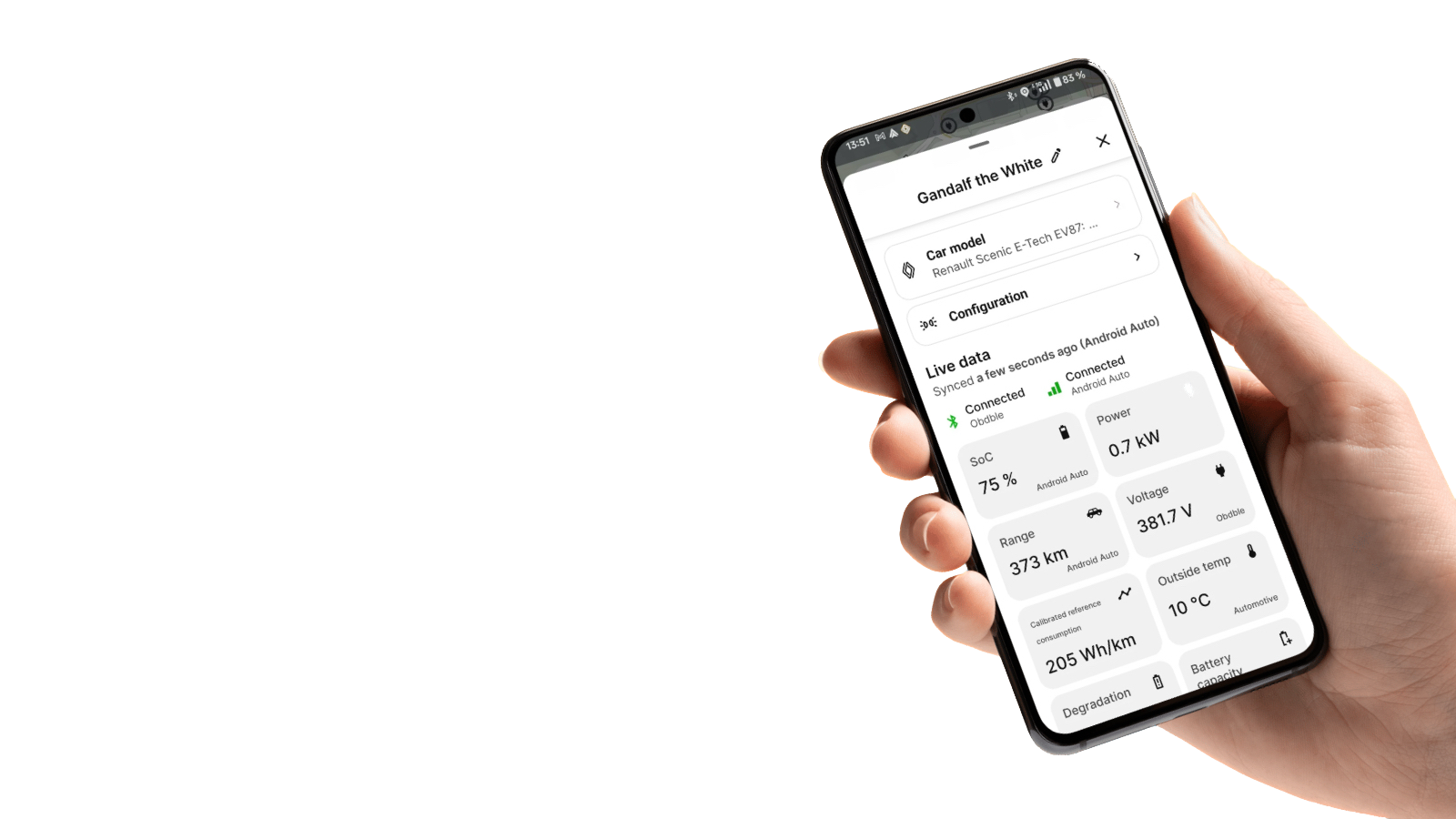 Live data via Android Auto